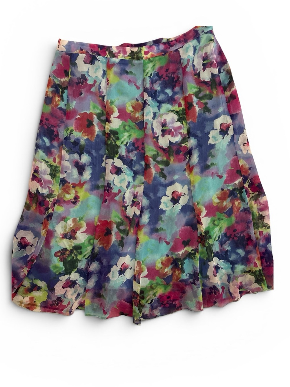 Notations Floral Circle Skirt in Blue, Pink, Green